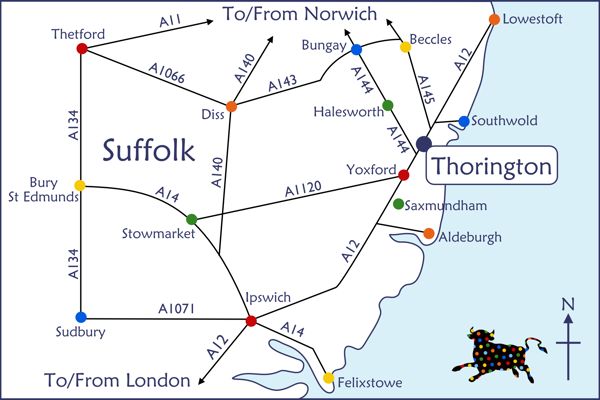 Location of Thorington in Suffolk Location of Thorington in Suffolk
